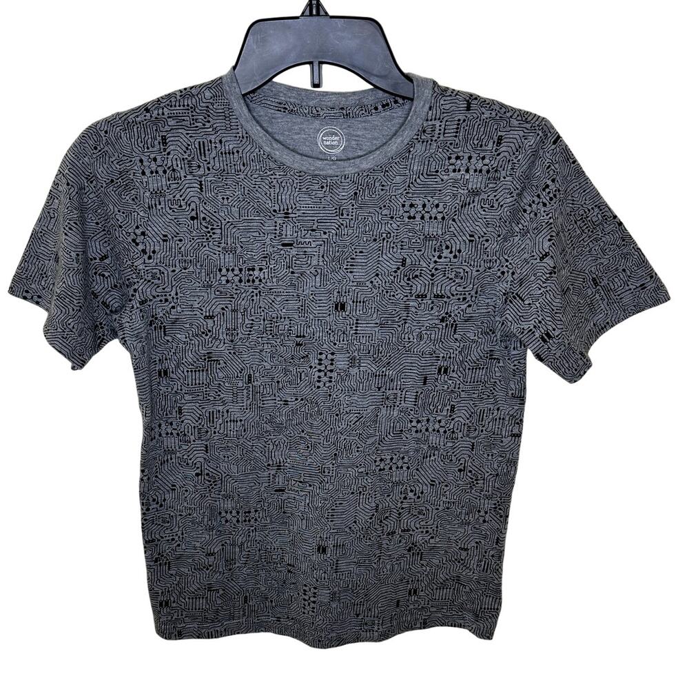 WONDER NATION YOUTH GRAY & BLACK SHORT SLEEVE CREW NECK T-SHIRT SIZE LARGE 10-12